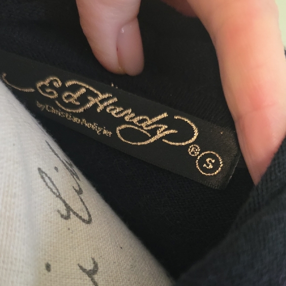 Ed Hardy Black Graphic Short Sleve Sweater With Zipper Size S - Picture 4 of 6